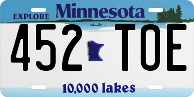MN license plate 452TOE