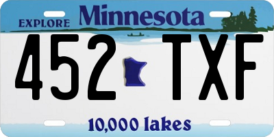 MN license plate 452TXF