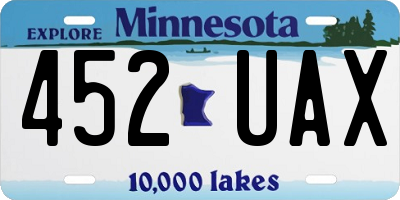 MN license plate 452UAX
