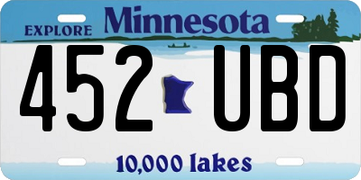 MN license plate 452UBD