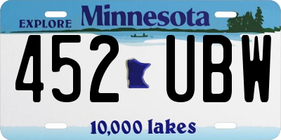 MN license plate 452UBW