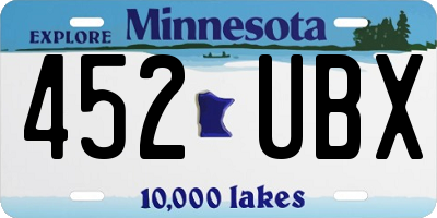 MN license plate 452UBX