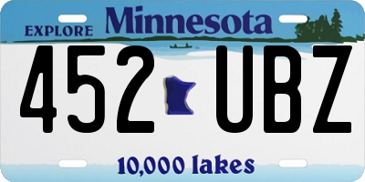 MN license plate 452UBZ