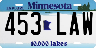 MN license plate 453LAW