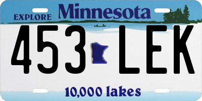 MN license plate 453LEK