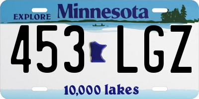 MN license plate 453LGZ
