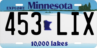MN license plate 453LIX