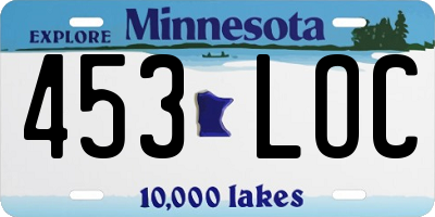 MN license plate 453LOC