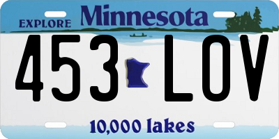 MN license plate 453LOV