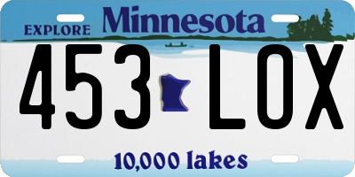 MN license plate 453LOX
