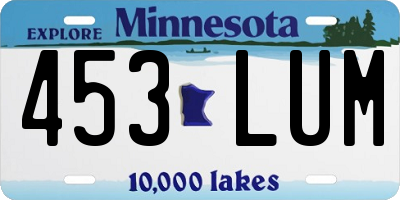 MN license plate 453LUM