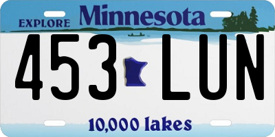 MN license plate 453LUN