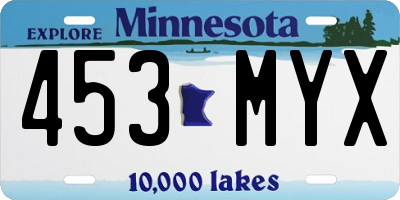 MN license plate 453MYX