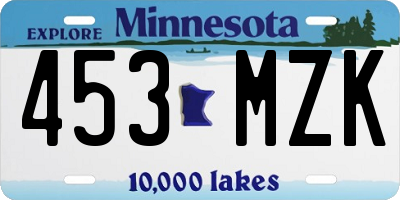 MN license plate 453MZK