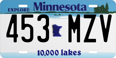 MN license plate 453MZV