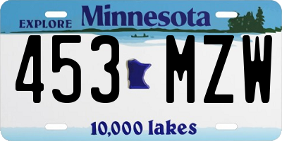 MN license plate 453MZW