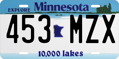 MN license plate 453MZX