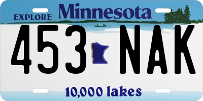 MN license plate 453NAK