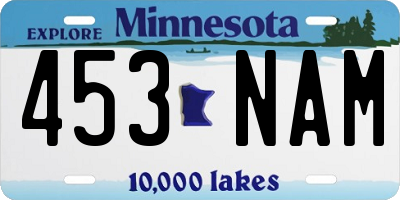 MN license plate 453NAM