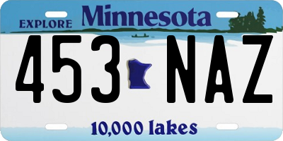 MN license plate 453NAZ