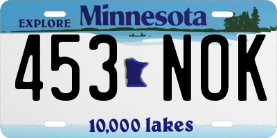 MN license plate 453NOK