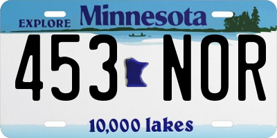 MN license plate 453NOR