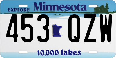 MN license plate 453QZW