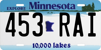MN license plate 453RAI