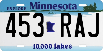 MN license plate 453RAJ