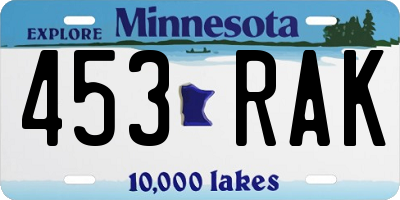 MN license plate 453RAK
