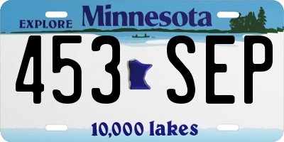 MN license plate 453SEP