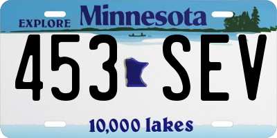 MN license plate 453SEV