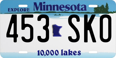 MN license plate 453SKO