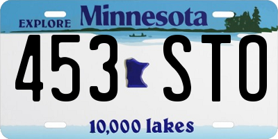 MN license plate 453STO