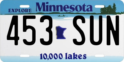 MN license plate 453SUN