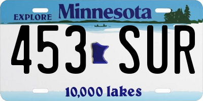 MN license plate 453SUR