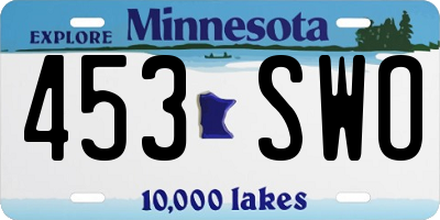 MN license plate 453SWO