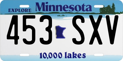 MN license plate 453SXV