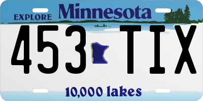 MN license plate 453TIX