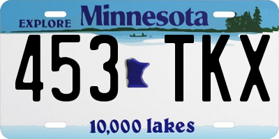 MN license plate 453TKX