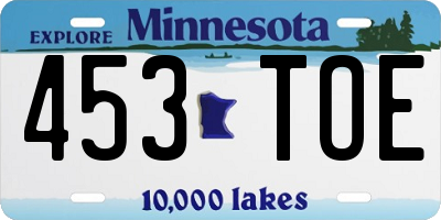 MN license plate 453TOE
