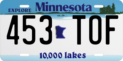 MN license plate 453TOF