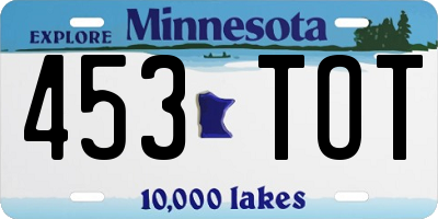 MN license plate 453TOT