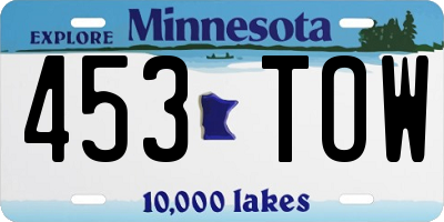 MN license plate 453TOW