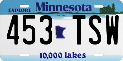 MN license plate 453TSW