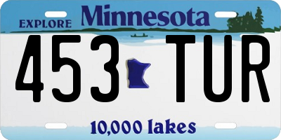 MN license plate 453TUR