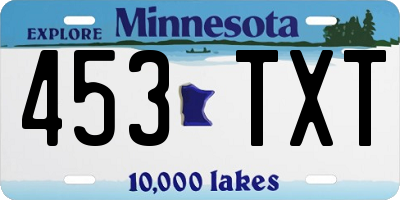 MN license plate 453TXT