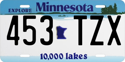 MN license plate 453TZX