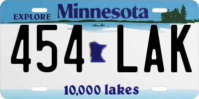 MN license plate 454LAK