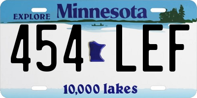 MN license plate 454LEF